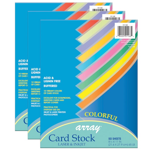 Pacon Card Stock, 8.5 x 11, Colorful Array, PK150 P101168 - main